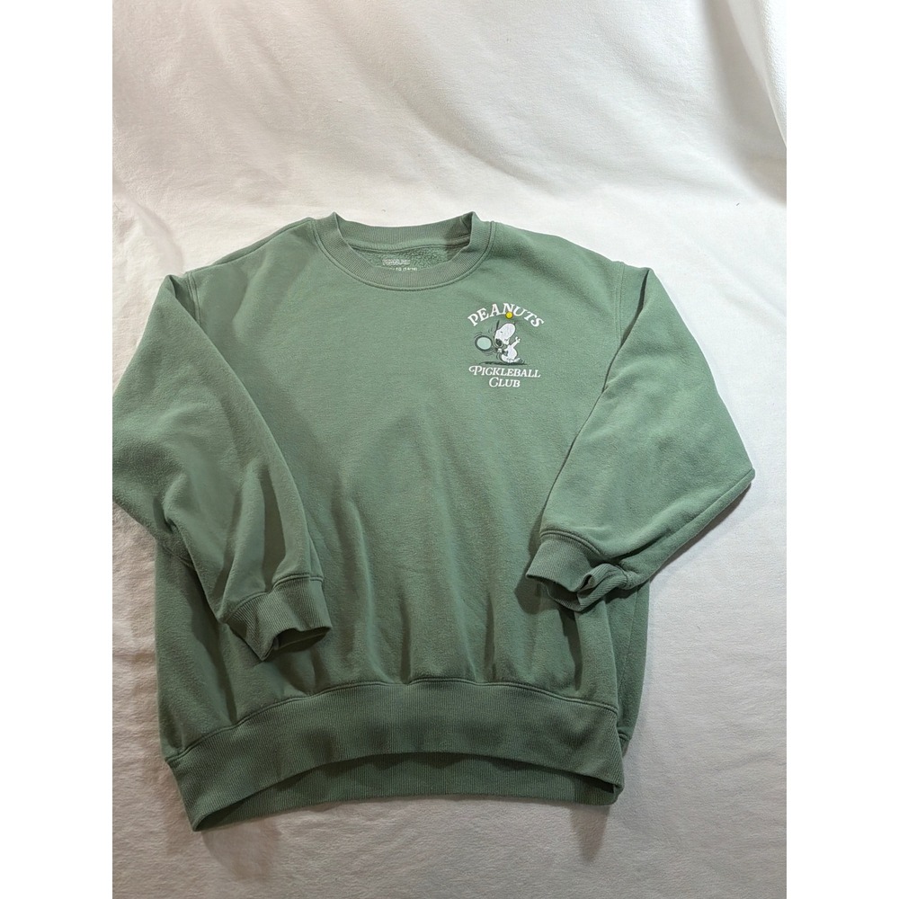 Peanuts Snoopy Pickleball Club Sweatshirt Sage Green Kids XL 14-16 Mad Engine